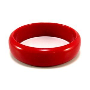 Vintage Cherry Red Color Spot Lucite Bangle Bracelet